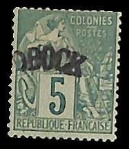 French Somalia 1892, 5c, Obock, Stamp out of set, Unused (hinged)
