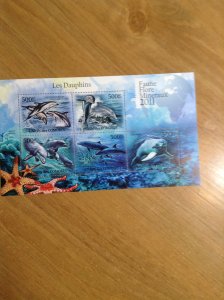 Comoro Islands    MNH Sheet of 5  Dolphins