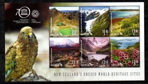 NEW ZEALAND SGMS33715 2015 UNESCO WORLD HERITAGE SITES MNH