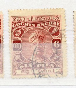 India Cochin 1916-30 Early Issue Fine Used 6p. NW-15767