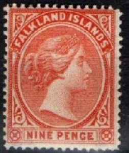 FALKLAND ISLANDS SG35 1895 9d PALE REDDISH ORANGE  MTD MINT