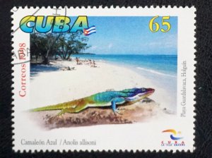 CUBA Sc# 3957   WORLD TOURISM DAY beaches reptile 65c   1998 used cto