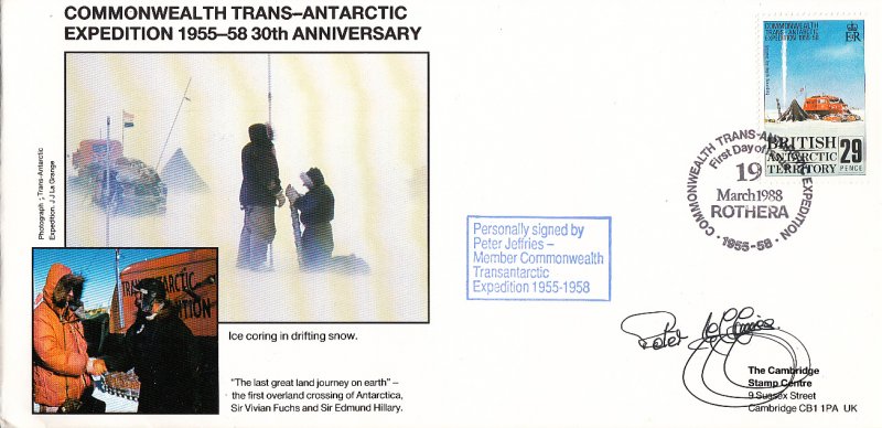 British Antarctic Territory FDC Sc 147 Signed Peter Jeffries Cachet Ice corin...
