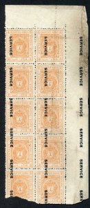 Bhopal SGO313c 1932 1/4a Orange Surcharge Vertical (no gum) (2)