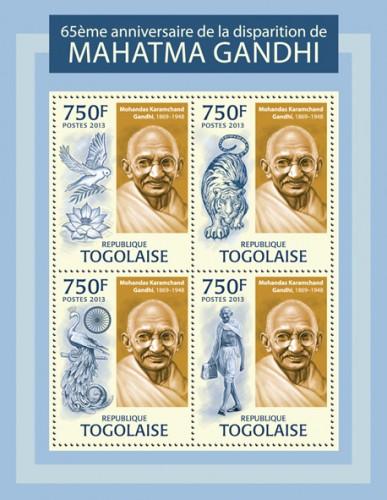 TOGO 2013 SHEET GANDHI NOBEL PRIZE tg13303a