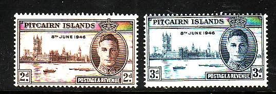 Pitcairn Is.-Sc#9-10-unused hinged KGVI Ominbus set-id3-Peace Issue-1946-