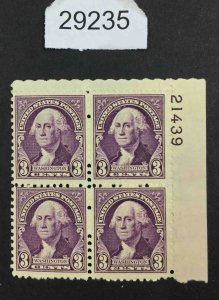 US STAMPS  #720 MINT OG NH PLATE BLOCK LOT #29235