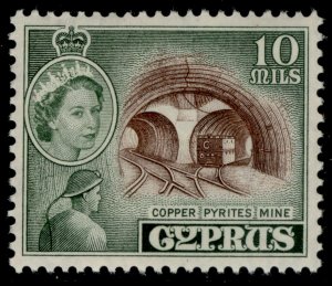 CYPRUS QEII SG176, 10m deep brown & deep green, LH MINT.