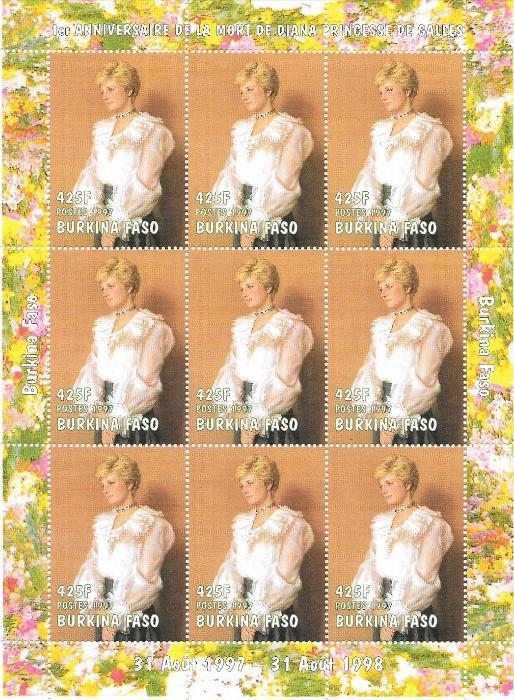 BURKINA FASO SHEET MNH LADY DI DIANA PRINCESS WALES ROYALTY