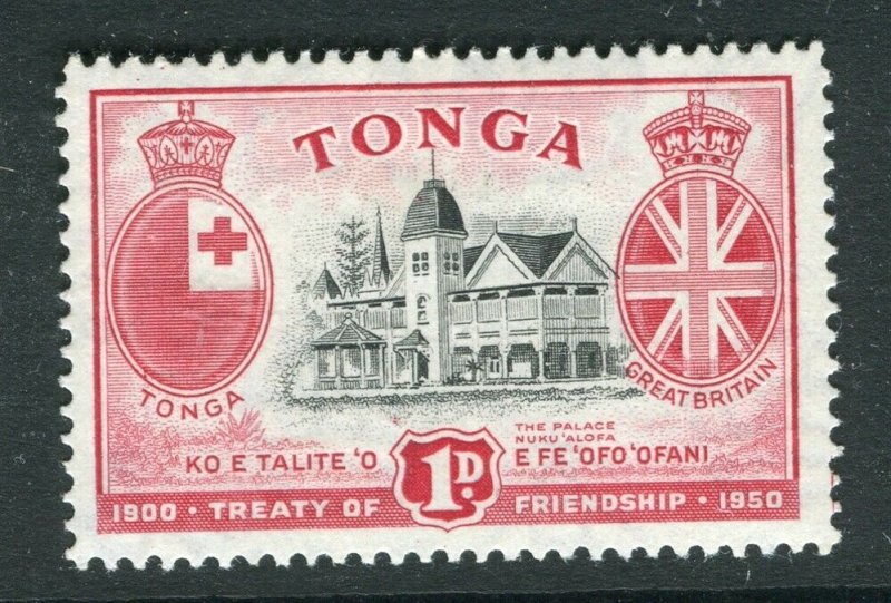 TONGA; 1951 early Treaty issue fine Mint hinged 1d. value