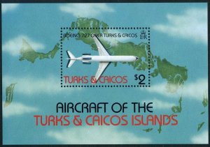 Turks & Caicos 539, MNH. Michel 609 Bl.40. Aircraft 1982. Boeing 727-200.