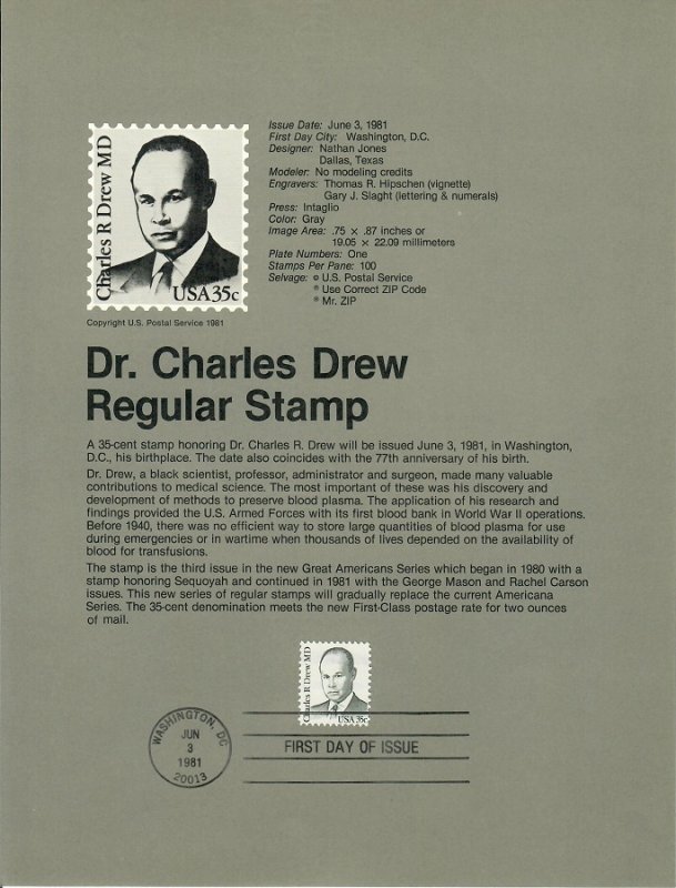 US SP524 Charles Drew Souvenir Page #1865