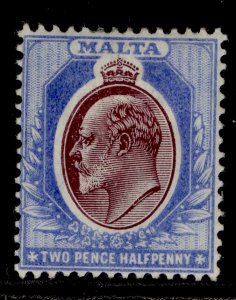 MALTA EDVII SG41, 2½d maroon & blue, M MINT. Cat £32.