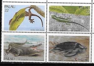 Palau 1986 Reptiles Gecko Skink Crocodile Turtle MNH B6