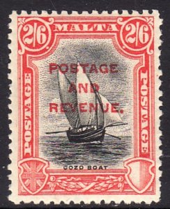 1928 Malta Gozo Boat 2/6 o/p Postage & Revenue Wmk 4 MLMH Sc# 163 CV $20.00