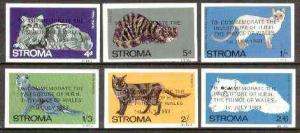 Stroma 1969 Cats imperf set of 6 opt'd for Investiture of...