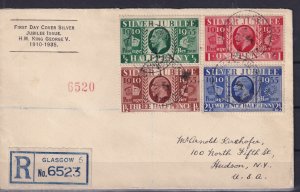 GB KGV 1935 Illustrated First Day Cover To Hudson NY USA Postal History BP15519