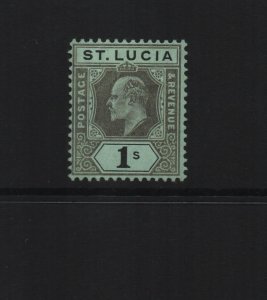 St Lucia 1909 SG75 One Shilling MCA watermark mounted mint