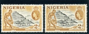 Nigeria 1953 QEII 2d in both listed shades superb MNH. SG 72, 72a.