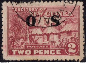 NEW GUINEA 1925 2d Claret, Native Hut Opt O.S SGO24 FU