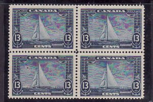 Canada id#12088-Sc#216-block of four-13c royal blue Yacht-Britannia-Silver Jubil