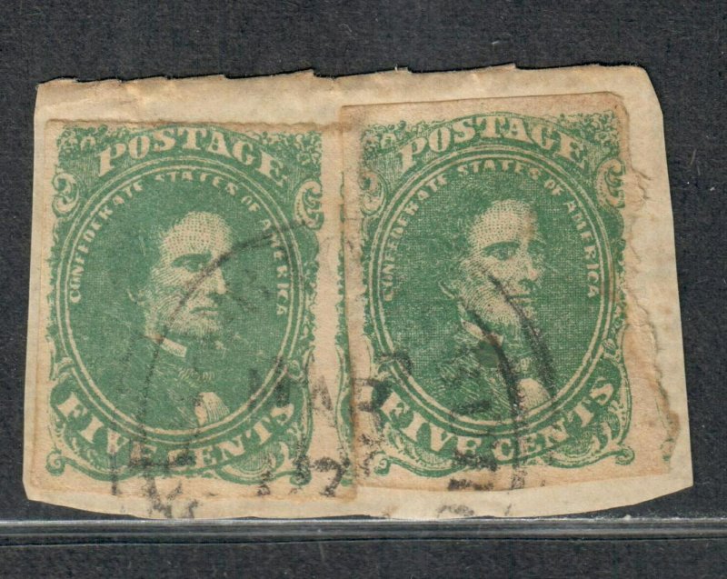 CSA Sc#1 Used/VF, Stone 1 On Piece, 2 Stamps CDS, Cv. $400