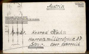 Austria 1946 WWII POW Middle East Egypt Kriegsgefangenen Cover 88973