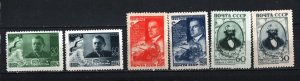 RUSSIA/USSR 1943 FAMOUS PEOPLE SET OF 6 STAMPS MNH