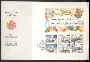 Monaco 1992 Europa Columbus Discovery of America XLMS FDC