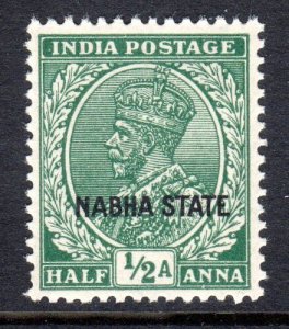 INDIA  --NABHA -    1936-37  -   SG 73 -   1/2 anna   -    Mint Never Hinged  