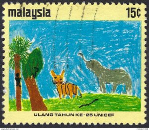 MALAYSIA 1971 15c Multicoloured 25th Anniversary of UNICEF Used