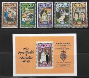 Antigua 459-463 Queen Elizabeth Silver Jubilee set and s.s. MNH c.v. $1.95
