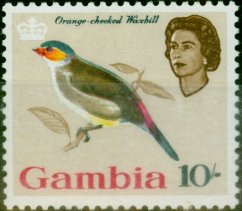 Gambia 1963 10s Orange Cheeked Waxbill SG204 Fine MM 