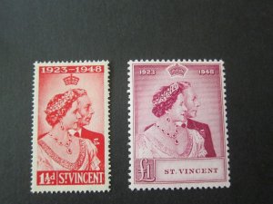 St Vincent 1948 Sc 154-55 silver wedding set MH