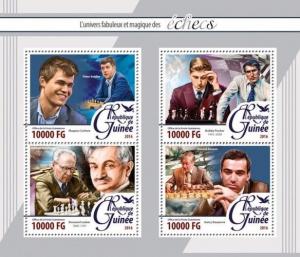 Chess Grandmasters Carlsen Fischer Lasker Kasparov Karpov Guinea MNH stamp set