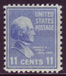 1938 President James K. Polk Single 11c Postage Stamp, Sc# 816, MNH, OG