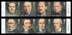 GB 3642-3649 Prime Ministers cylinder tab set A (8 stamps) MNH 2014