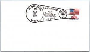 US SPECIAL EVENT COVER J.M. STUDEBAKER STAMP STORE SOUTH BEND INDIANA 1977 T3