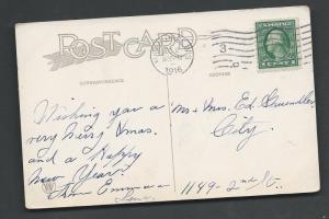 Scott # 462 on a Christmas Card posted Dec 2nd 1916 from Milwaukee WIS.