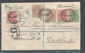 TRANSVAAL (P2408B) 1899 5 STAMP REG FRANK TO GERMANY