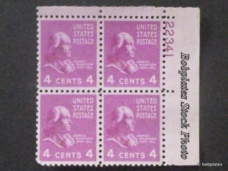 BOBPLATES #808 Madison Lower Left Plate Block 22820 F-VF NH DCV=$6