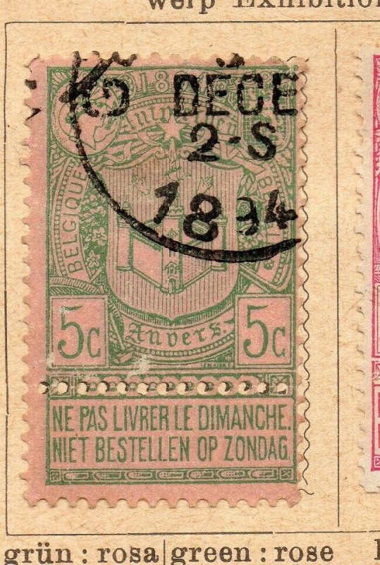 Belgium 1894 Early Issue Fine Used 5c. NW-07918