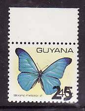 Guyana-Sc#1814- id9-unused NH 1987 on $1 Butterflies-Insects-1987-