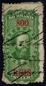 1869 Empire of Brazil Revenue 800 Reis General Stamp Duty Used