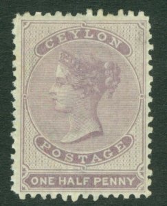 SG 48 Ceylon 1863-66. ½d dull mauve. A fine lightly mounted mint example CAT £80