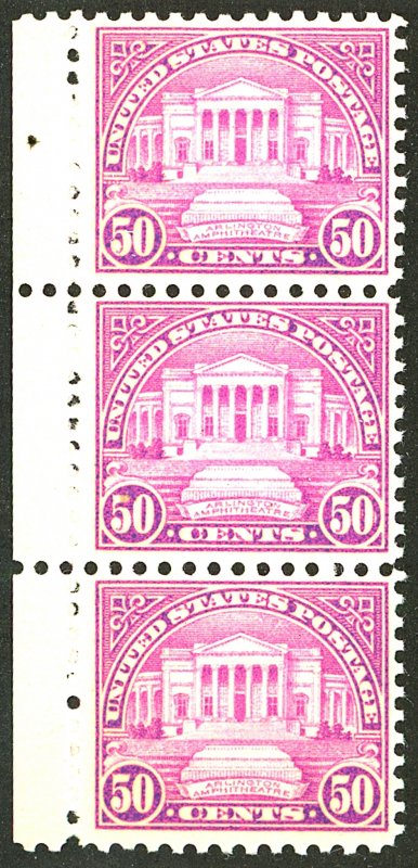 U.S. #701 MINT STRIP OF 3 OG NH