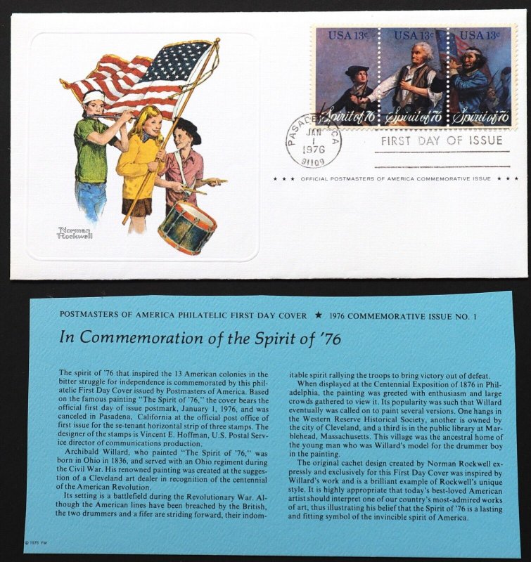 U.S. Used #1629-31 13c Spirit of '76 First Day Cover. Postmasters Cachet.