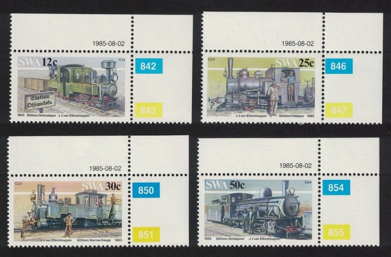 SWA Narrow Gauge Railway Locomotives Corners 1985 MNH SC#544-547 SG#447-450