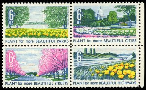 US Sc 1365-68 VF/MNH Se Tenant Block - 1969 Beautification - P.O. Fresh