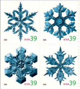 2006 39c Christmas Snowflakes, Block of 4 Scott 4105-4108 Mint F/VF NH